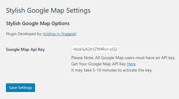 Stylish Google Map Settings Page.