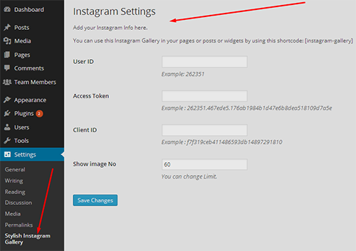 Instagram Settings page
