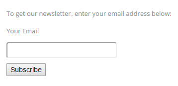 Newsletter form example, not styled