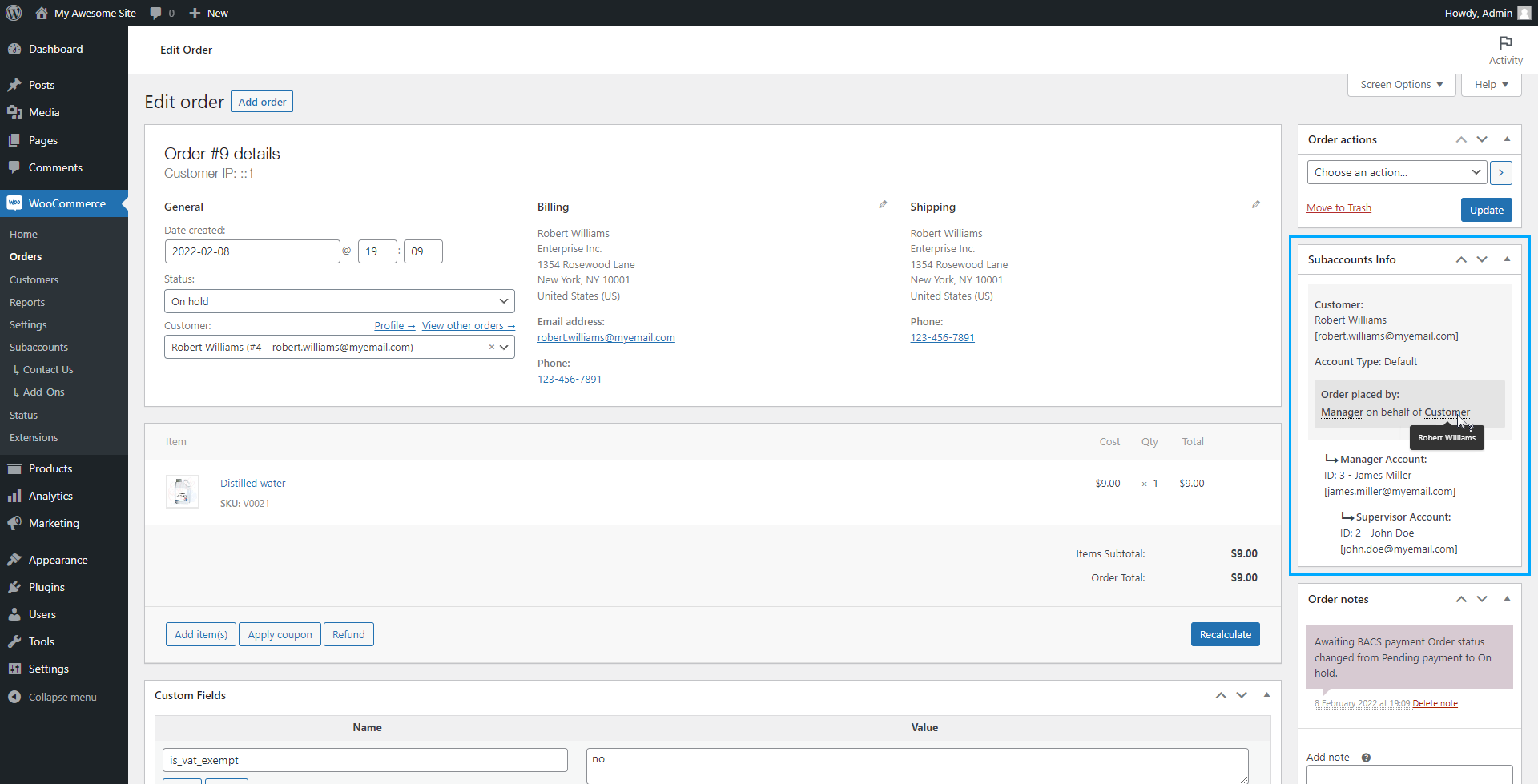 My Account - User Switcher