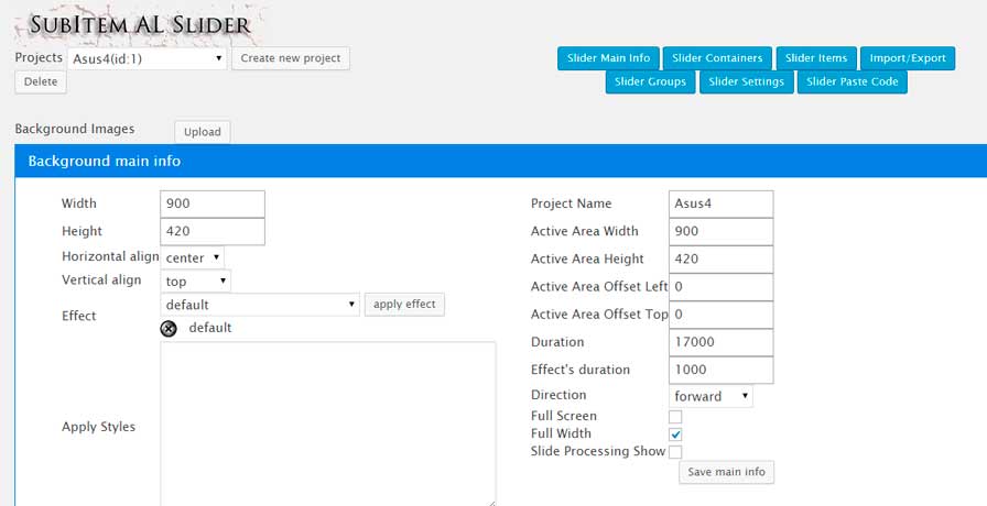 Simple AL Slider admin page 1.