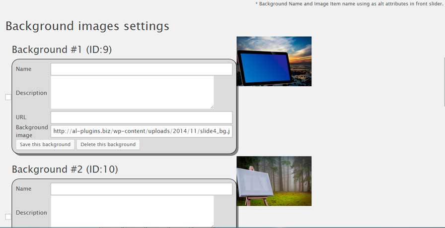 Simple AL Slider admin page 2.