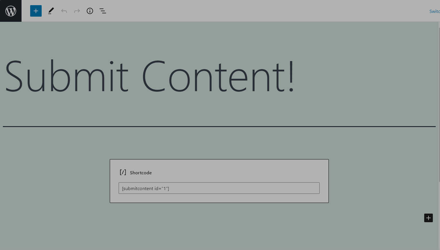 Submit Content using shortcode in post/page