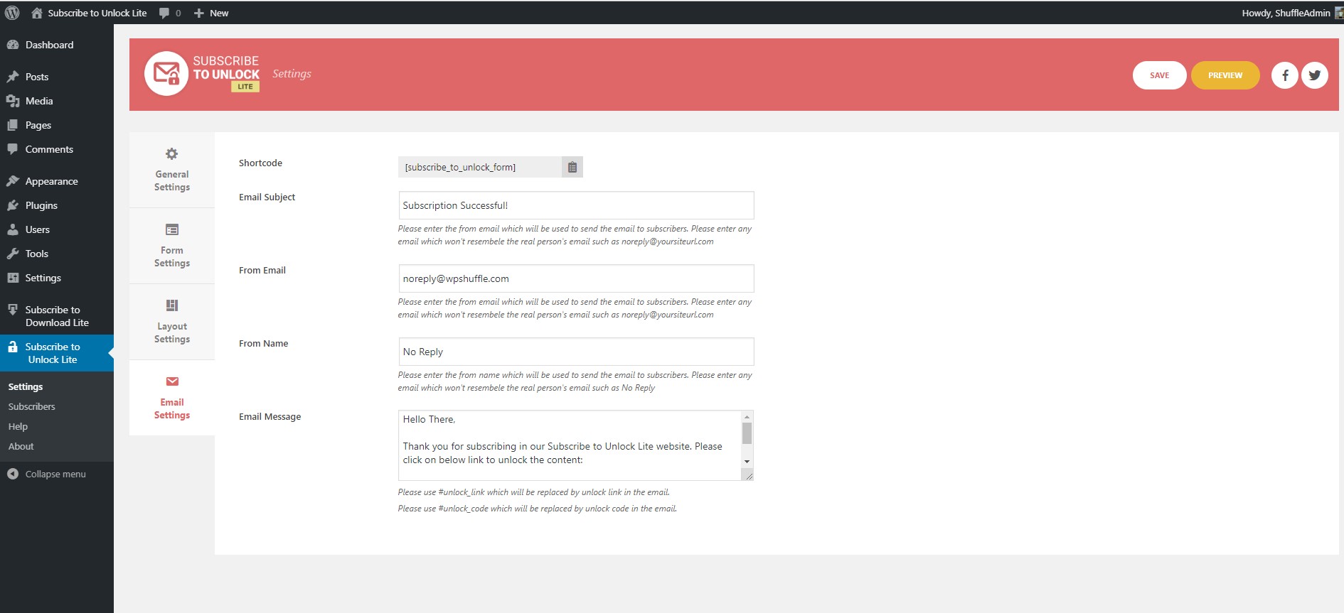 Subscribe to Unlock Backend Email Settings