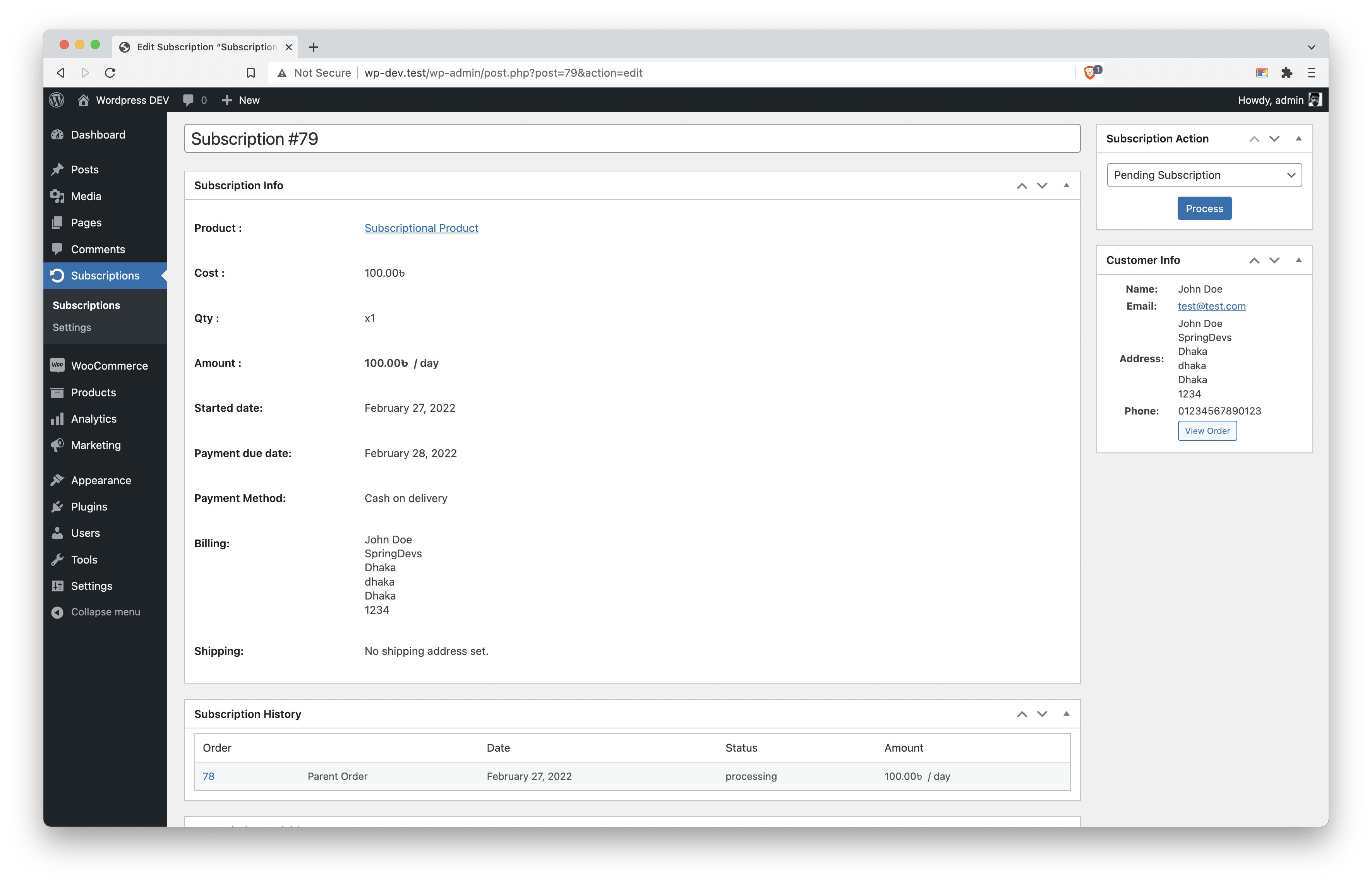 Mini Cart View for Subscription Products [Block]