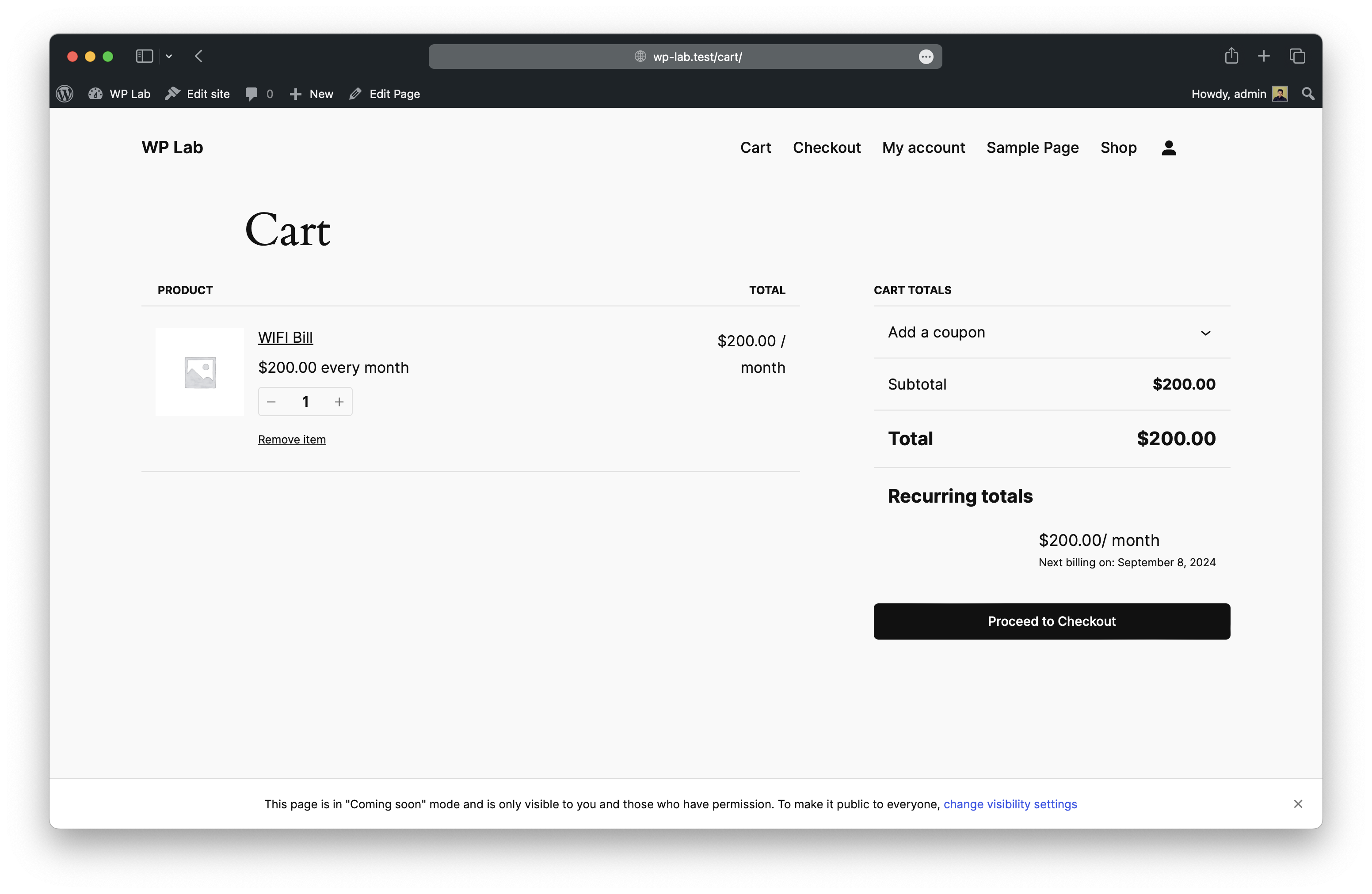 My Account – List of Active Subscriptions