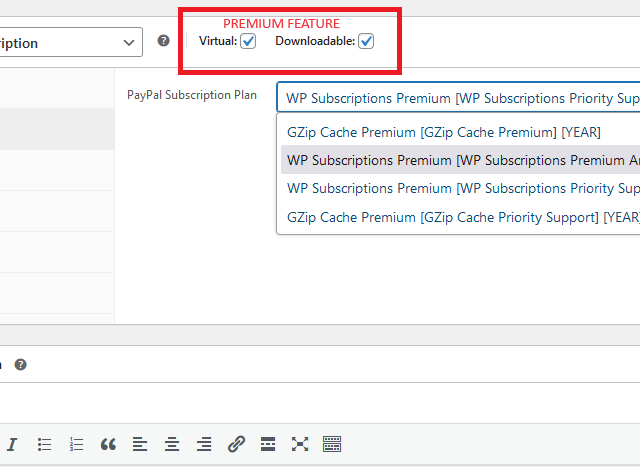 Product edit screen