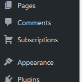 Subscriptions menu link added to admin navigation.