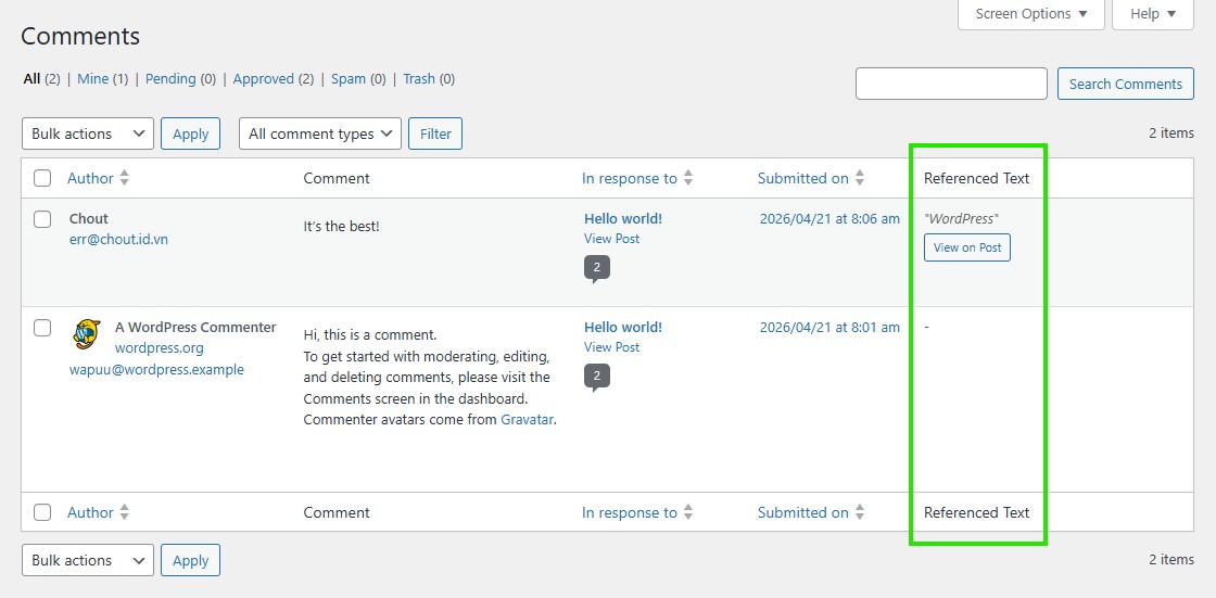 User permissions setup.