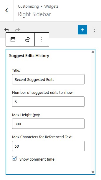 Referenced text displayed in the comments admin page.