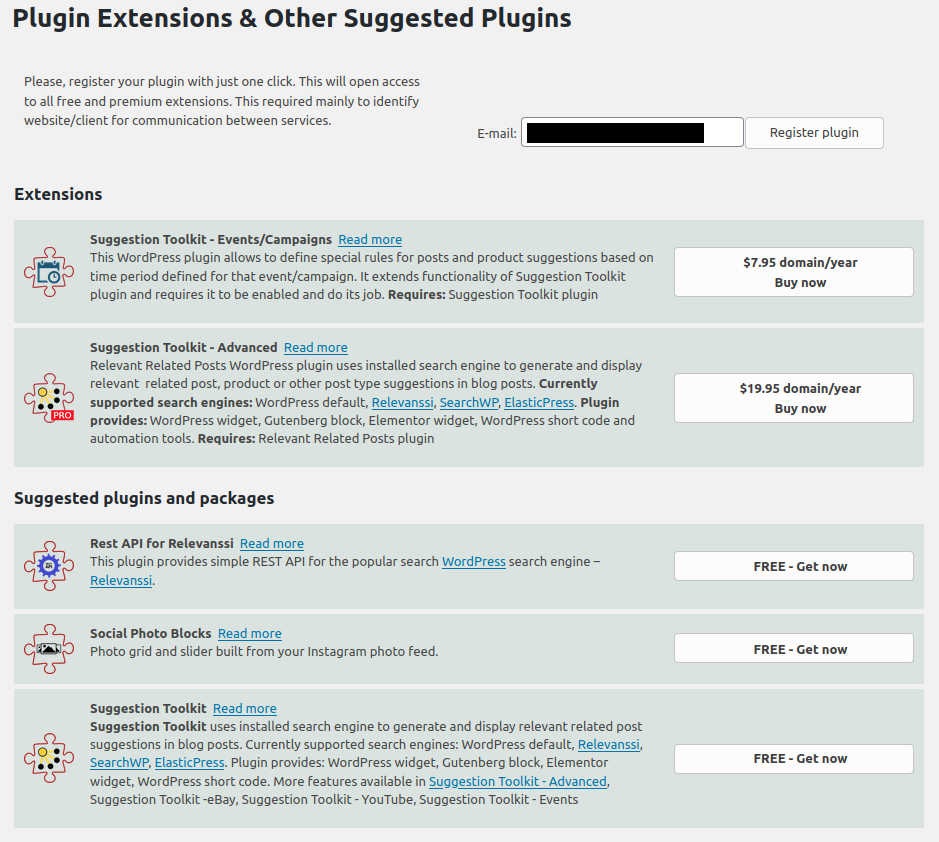 Recommendation types selected to be included in the recommendation widget.
