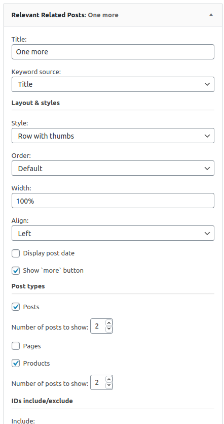 Event/campaign configuration page.