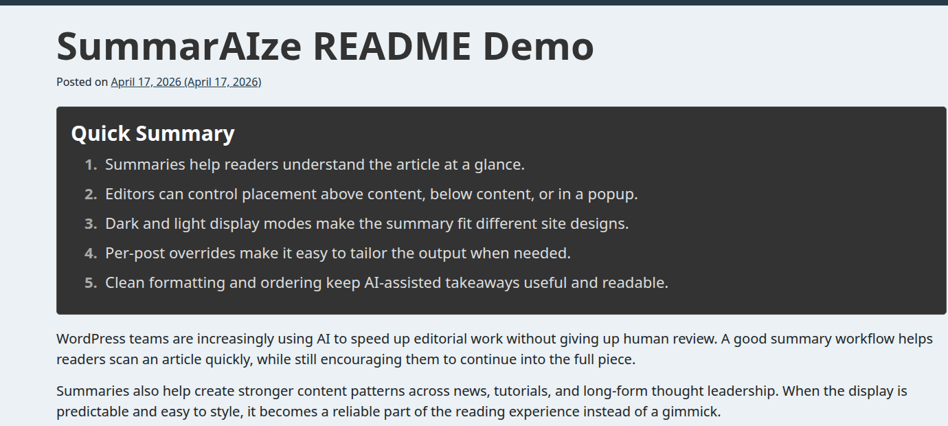 Show the front-end takeaway box in dark mode.