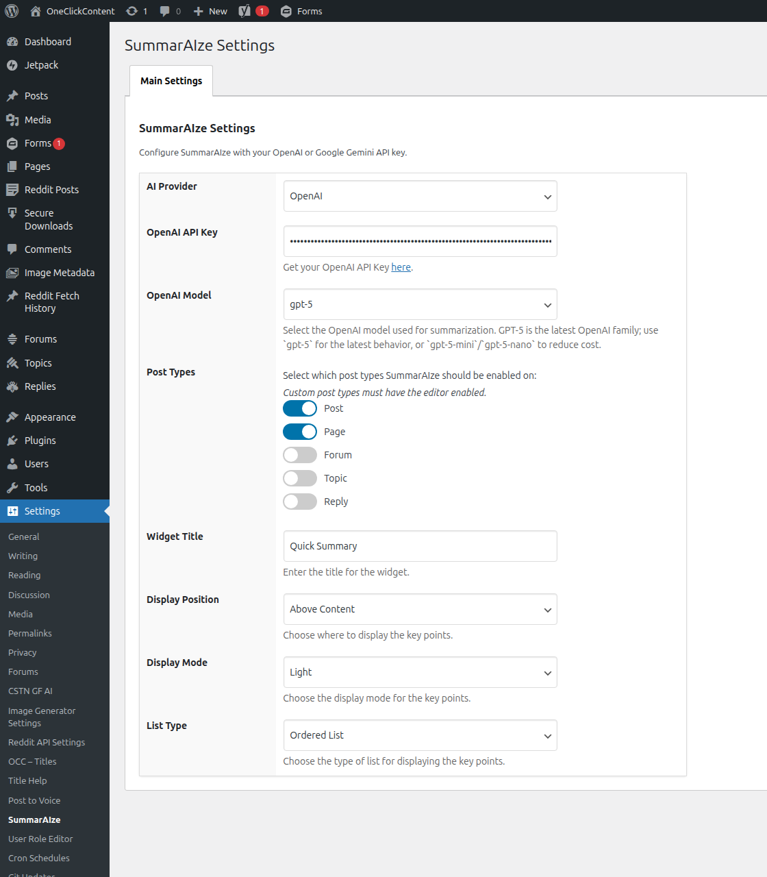 Configure providers, API keys, and display defaults.