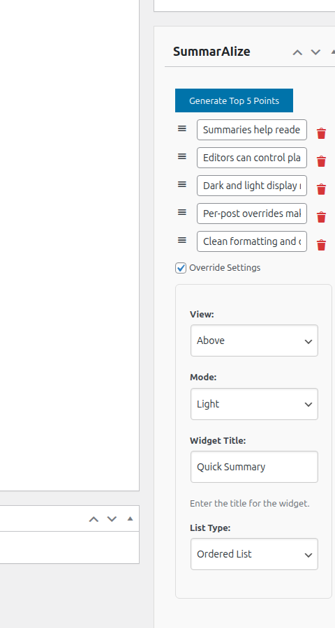 Reorder takeaway points before publishing.