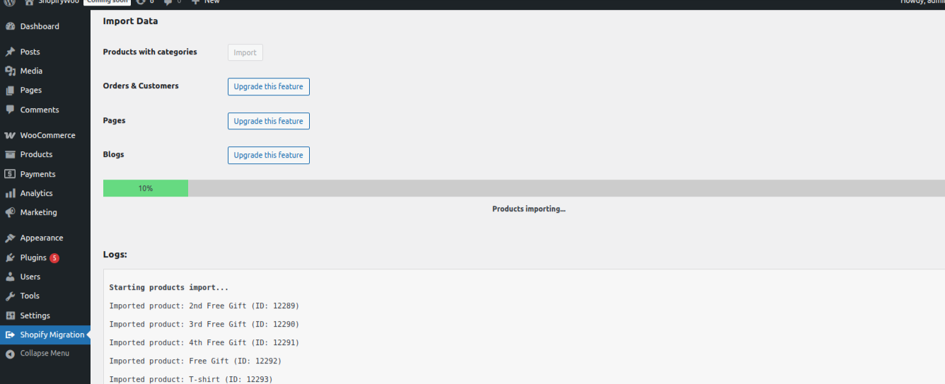 Product Import Progress