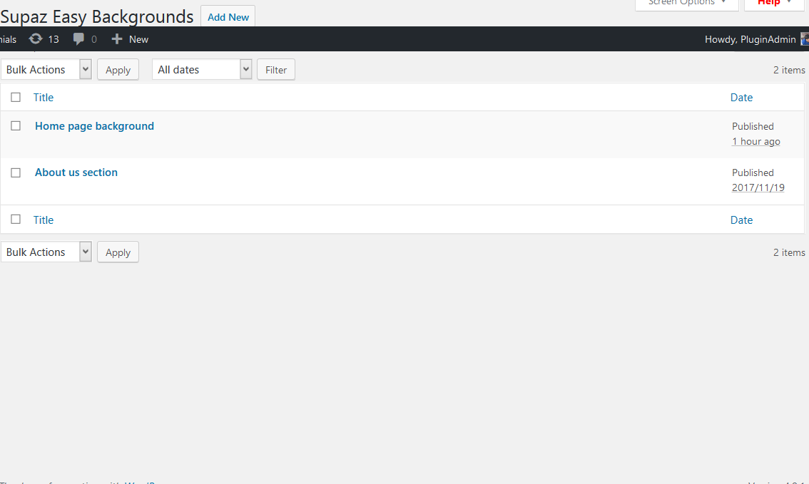 Backend - easy background listings.