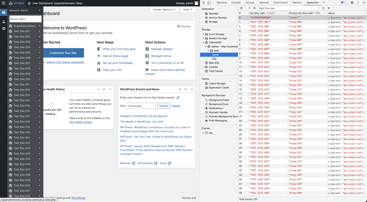Menu data are stored locally in IndexedDB.