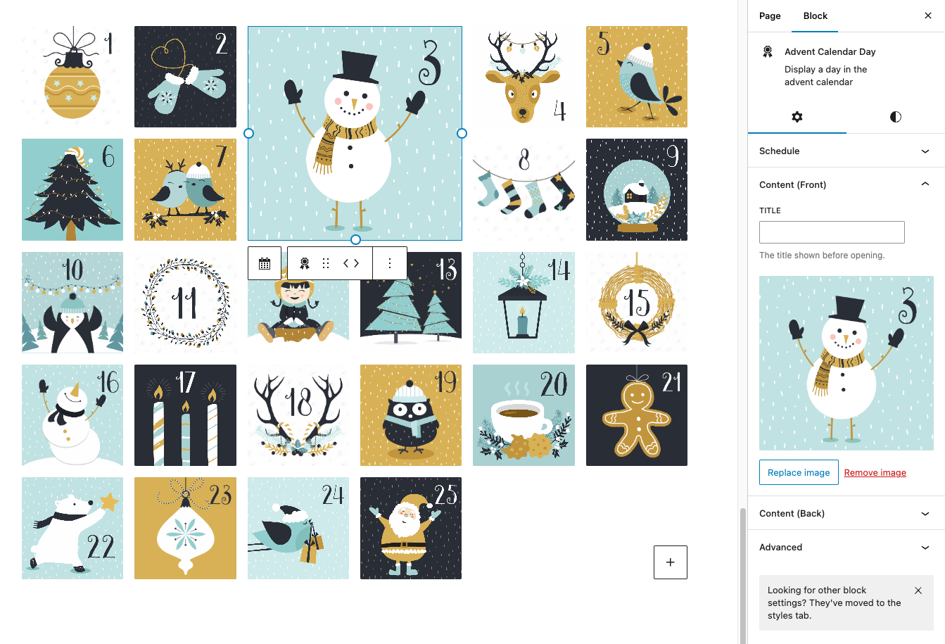 Super Advent Calendar premium lets you add images to personalize the calendar