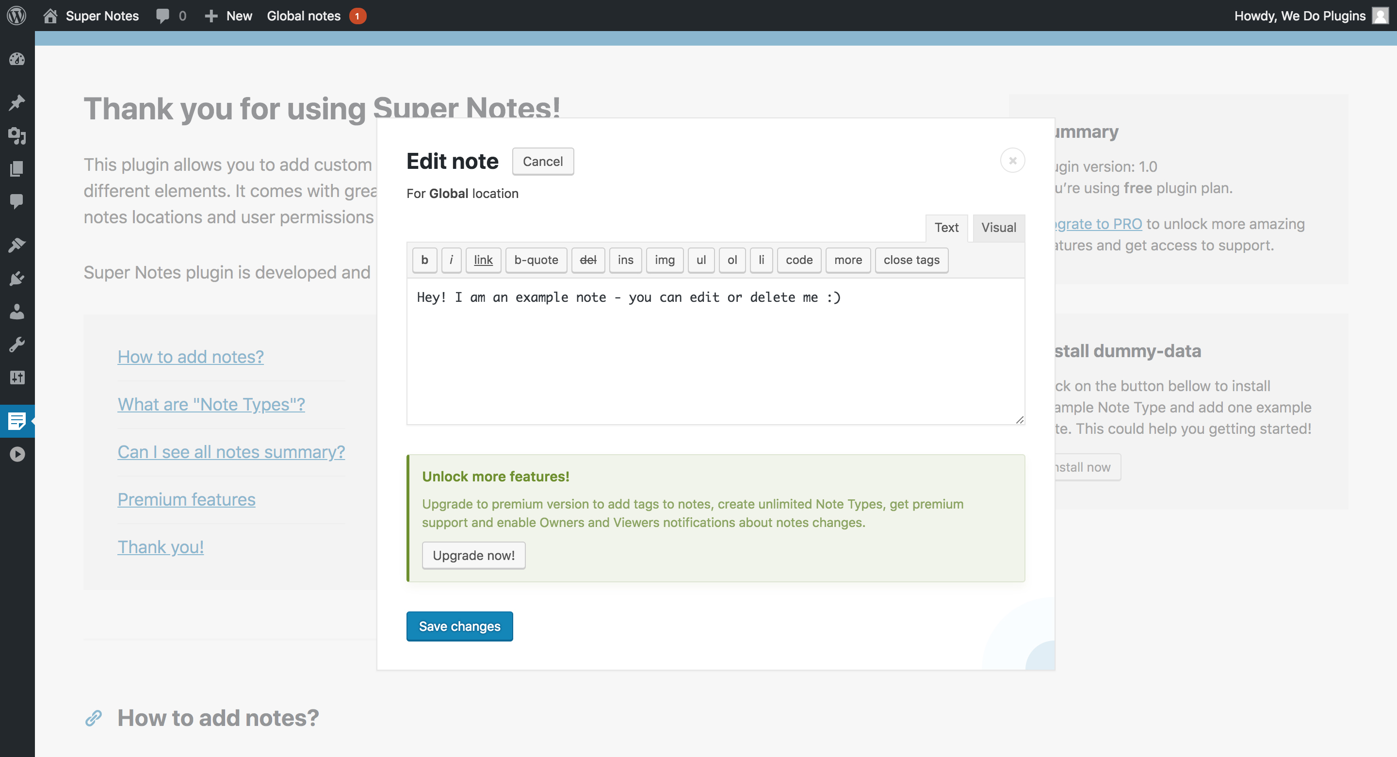Add & edit notes with popup, anywhere on your website.