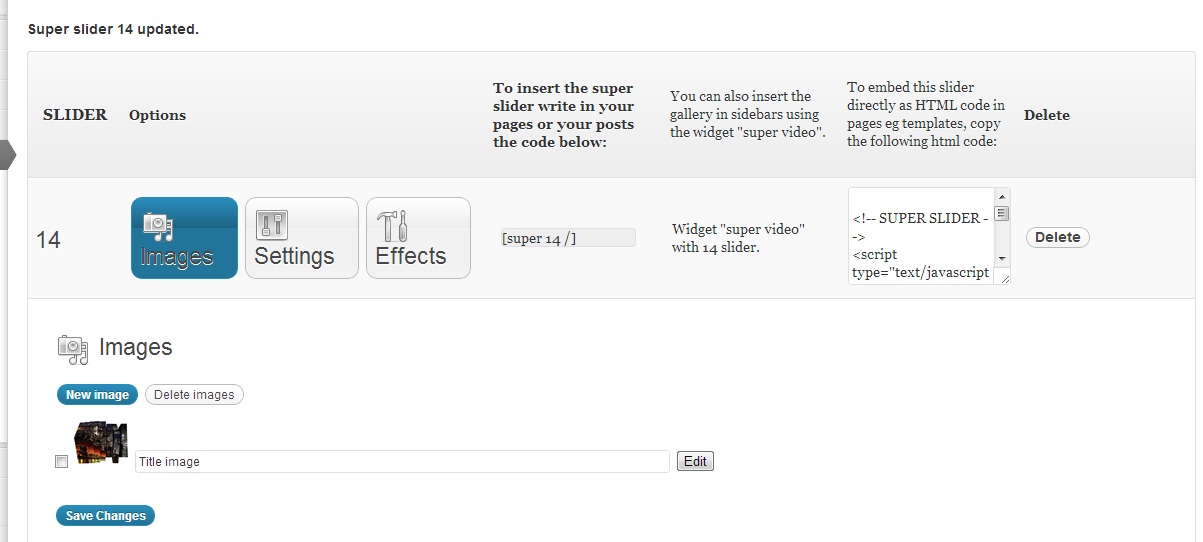 Super Slider admin.