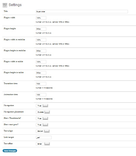 Super Slider admin.