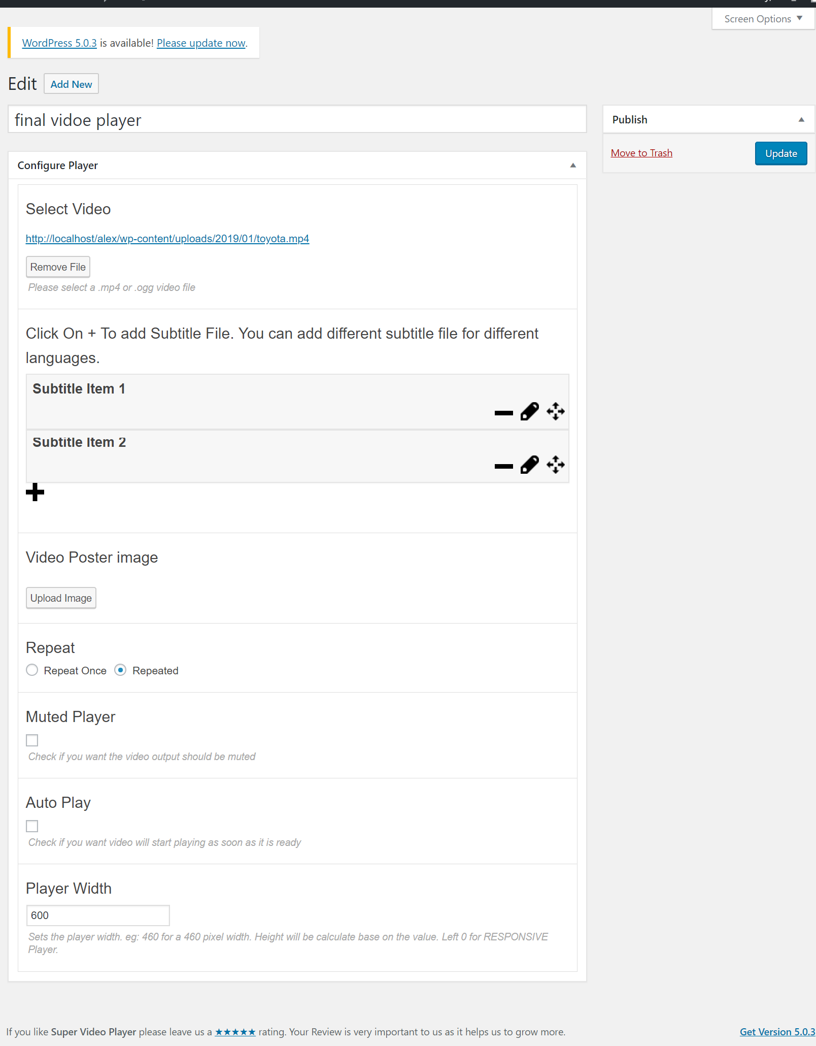 Default layout on playlist