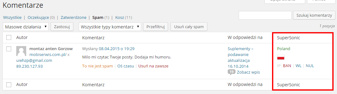 Comment list