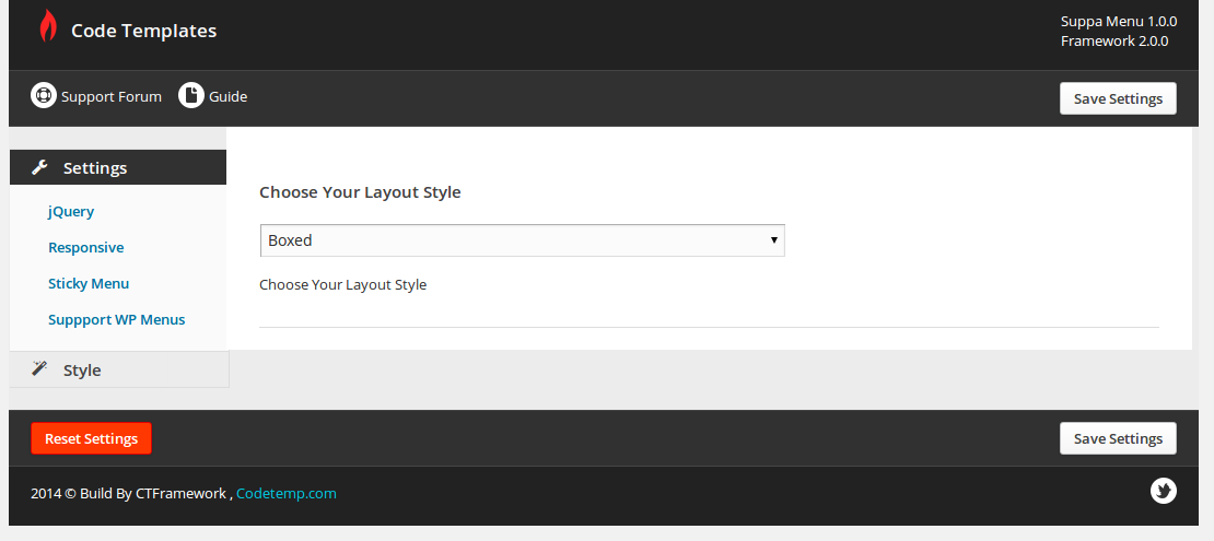 Plugin Settings Page