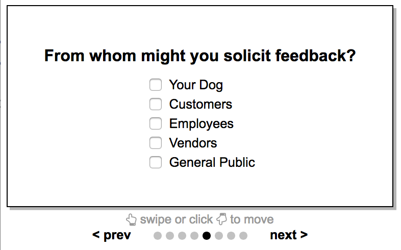 An example of a select question. This is used for allowing your customer select many options from a list.