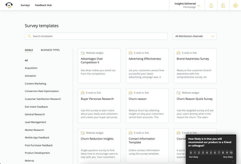 Library of ready-to-launch surveys