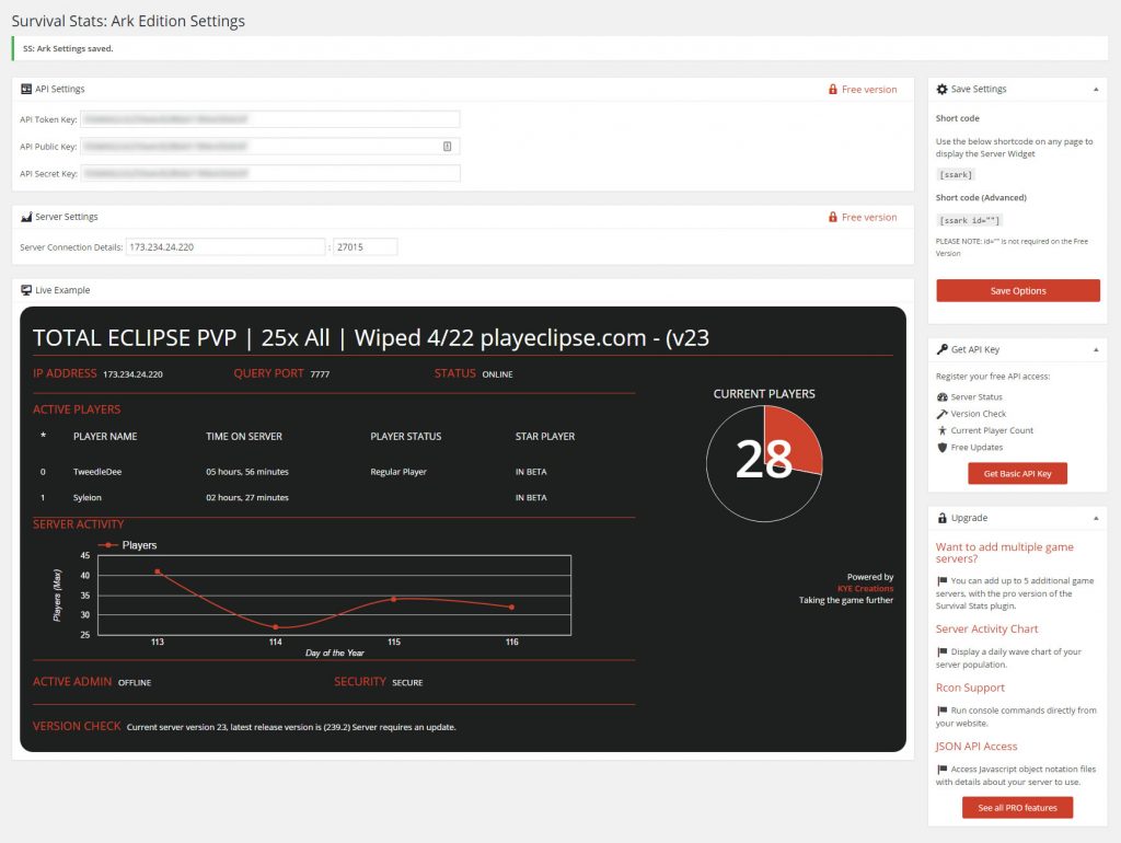 Settings Page.