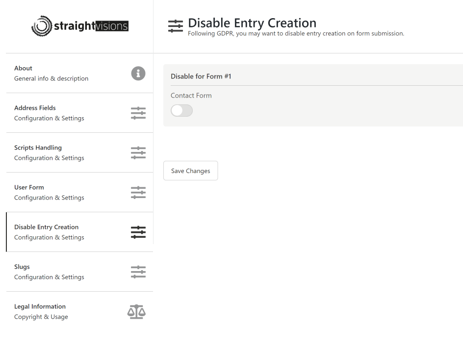 Disable Entry Creation