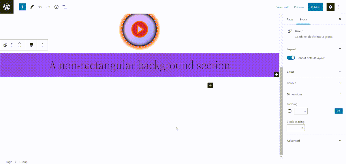 Create a curved background section