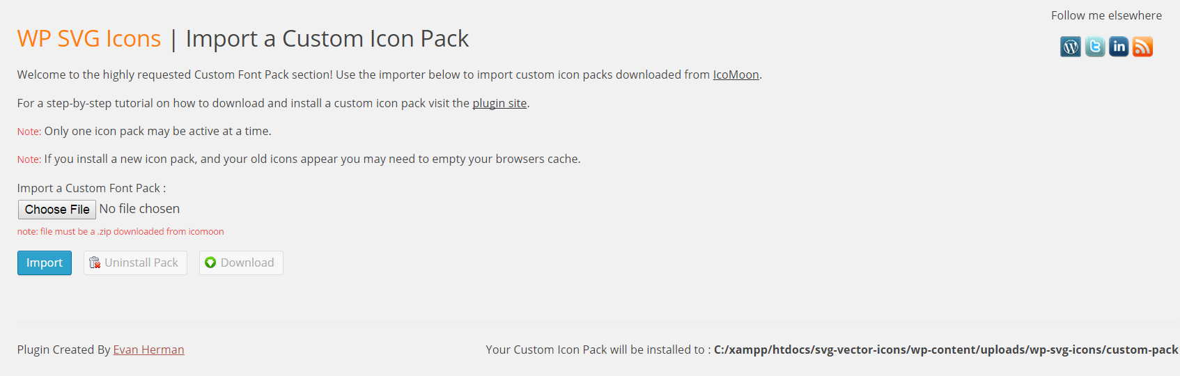 Custom icomoon font pack importer.