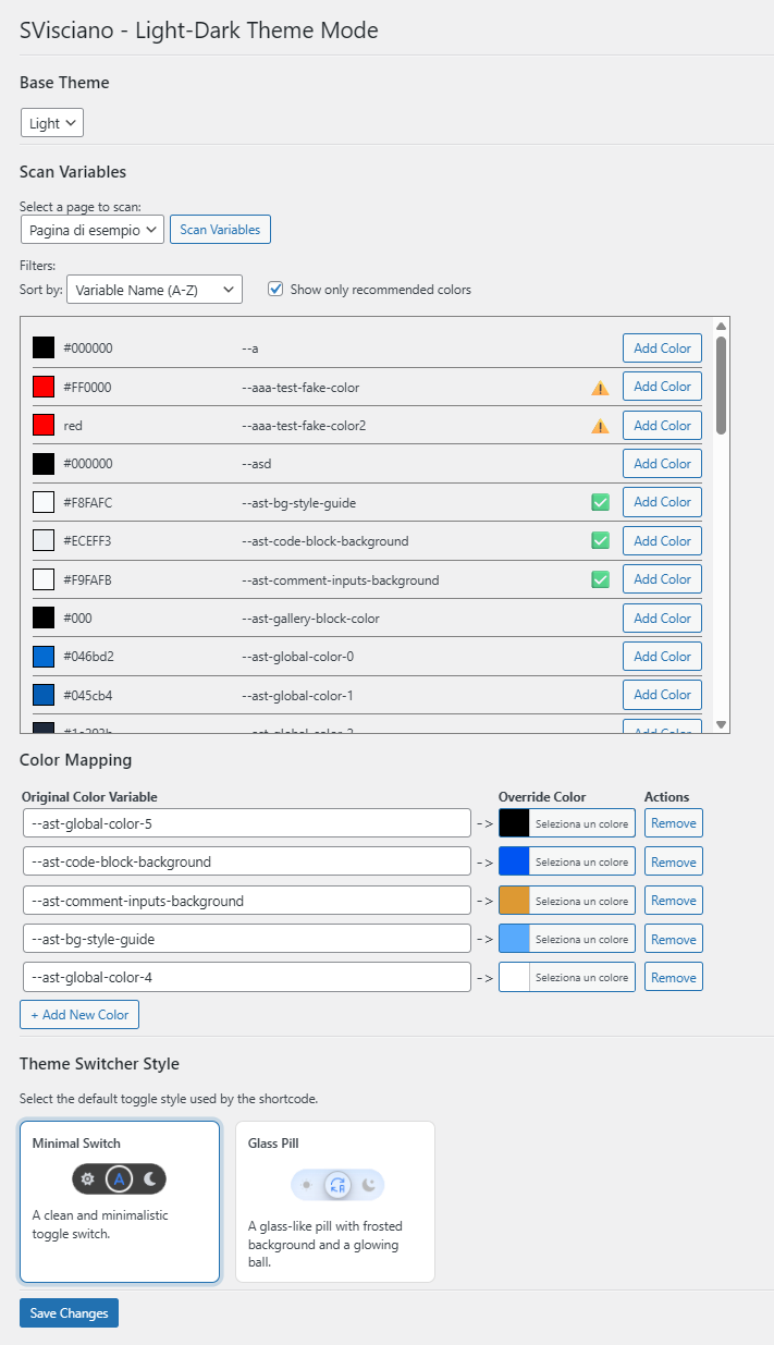 Plugin settings page inside the WordPress admin panel.