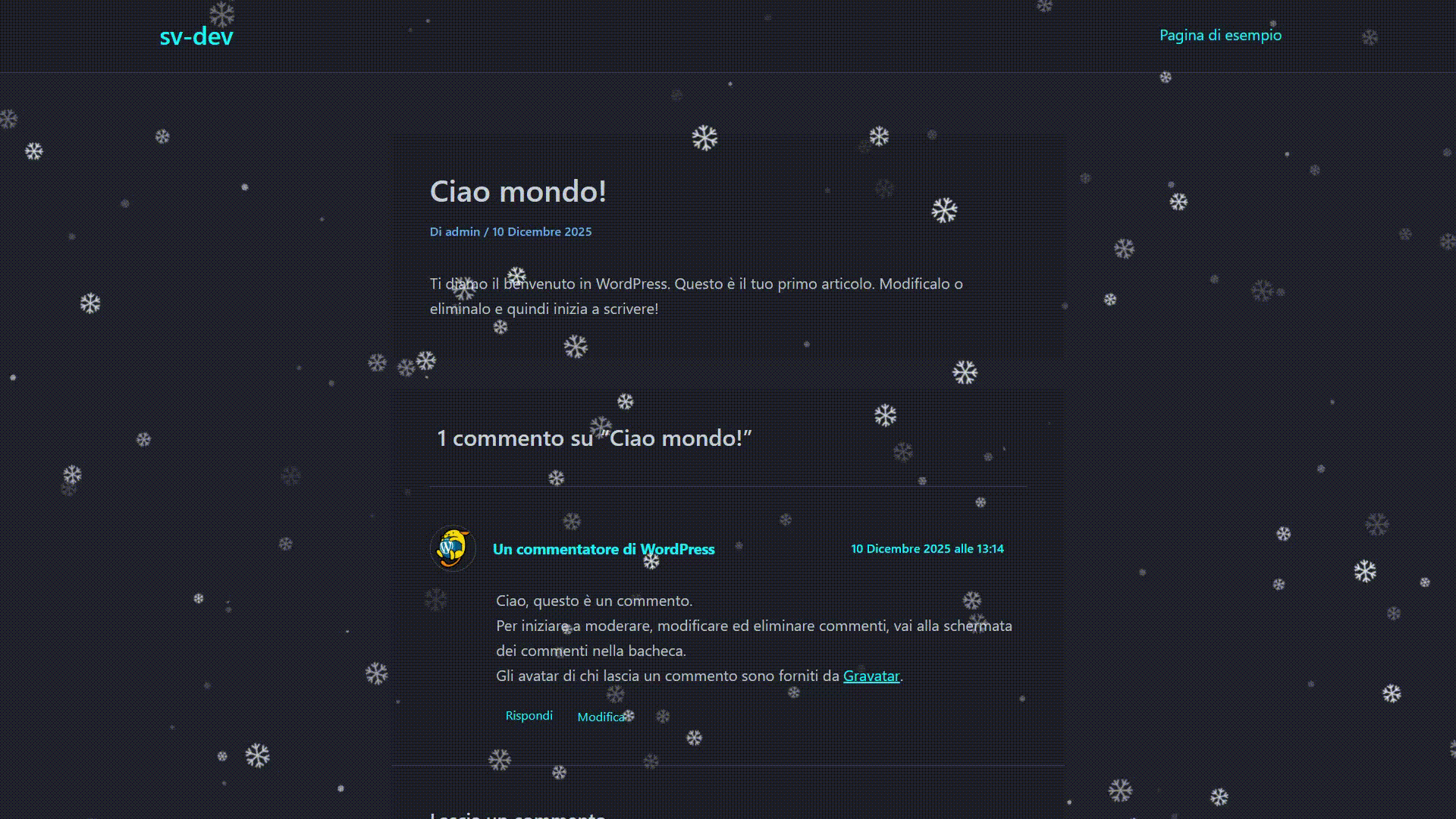 Storm snowfall preset with increased density, gusts, and visual impact.