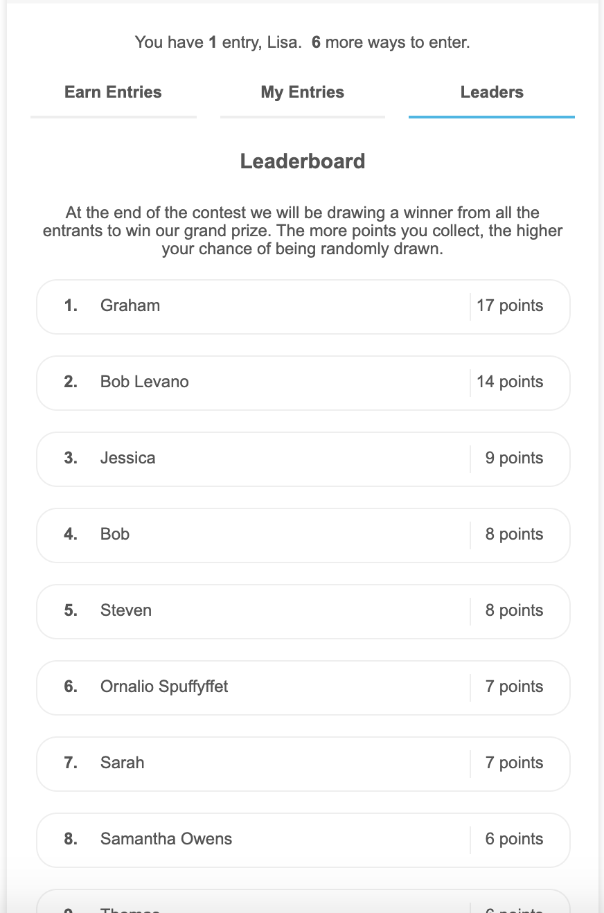 Leaderboard competition