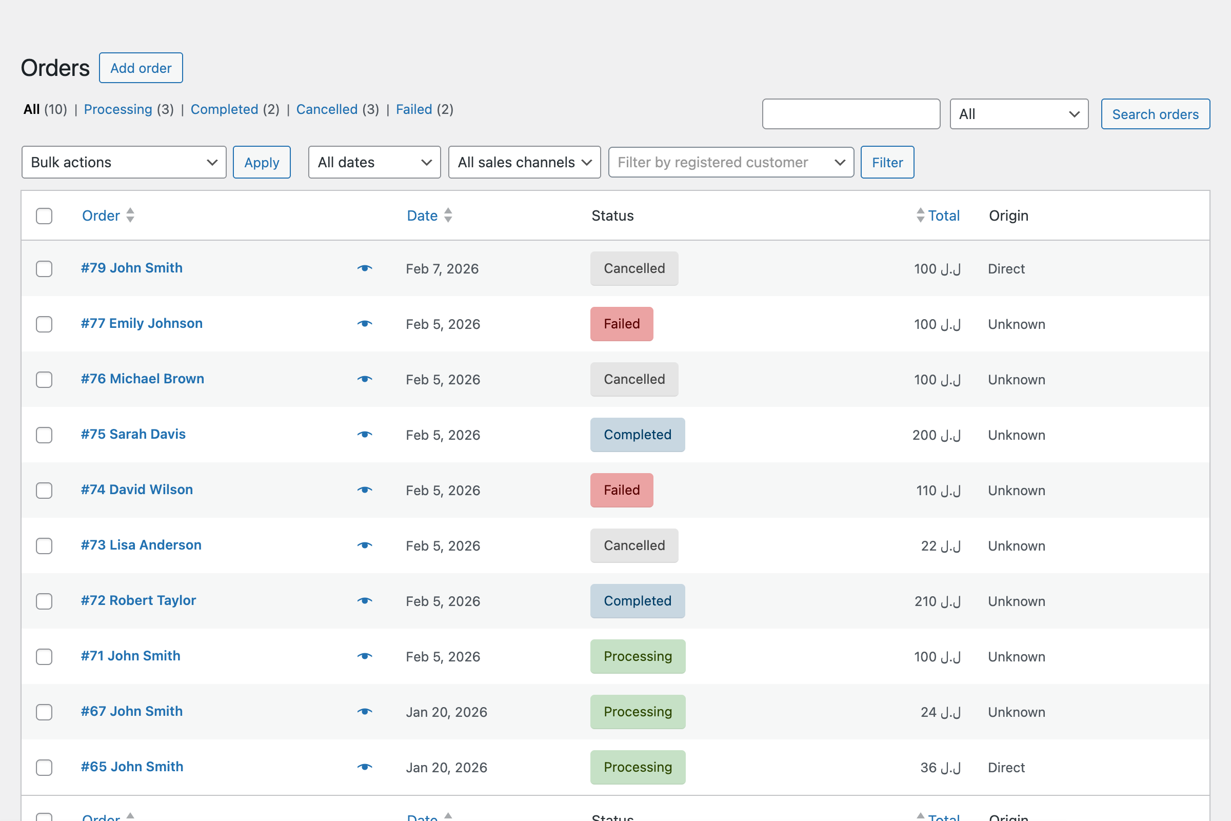 Order management - Orders with delivery status updates from swftbox