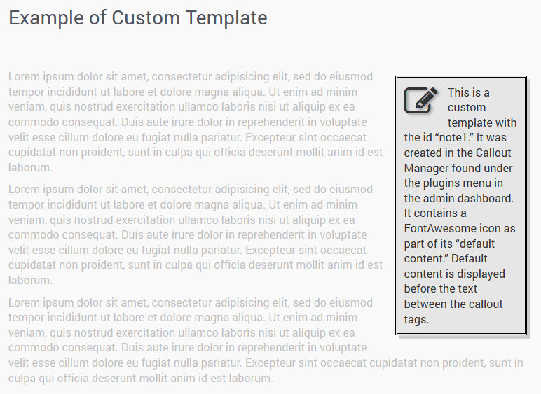 An example of a custom template that includes an icon