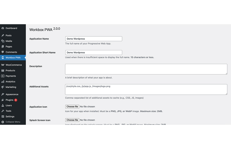 PWA status and configuration