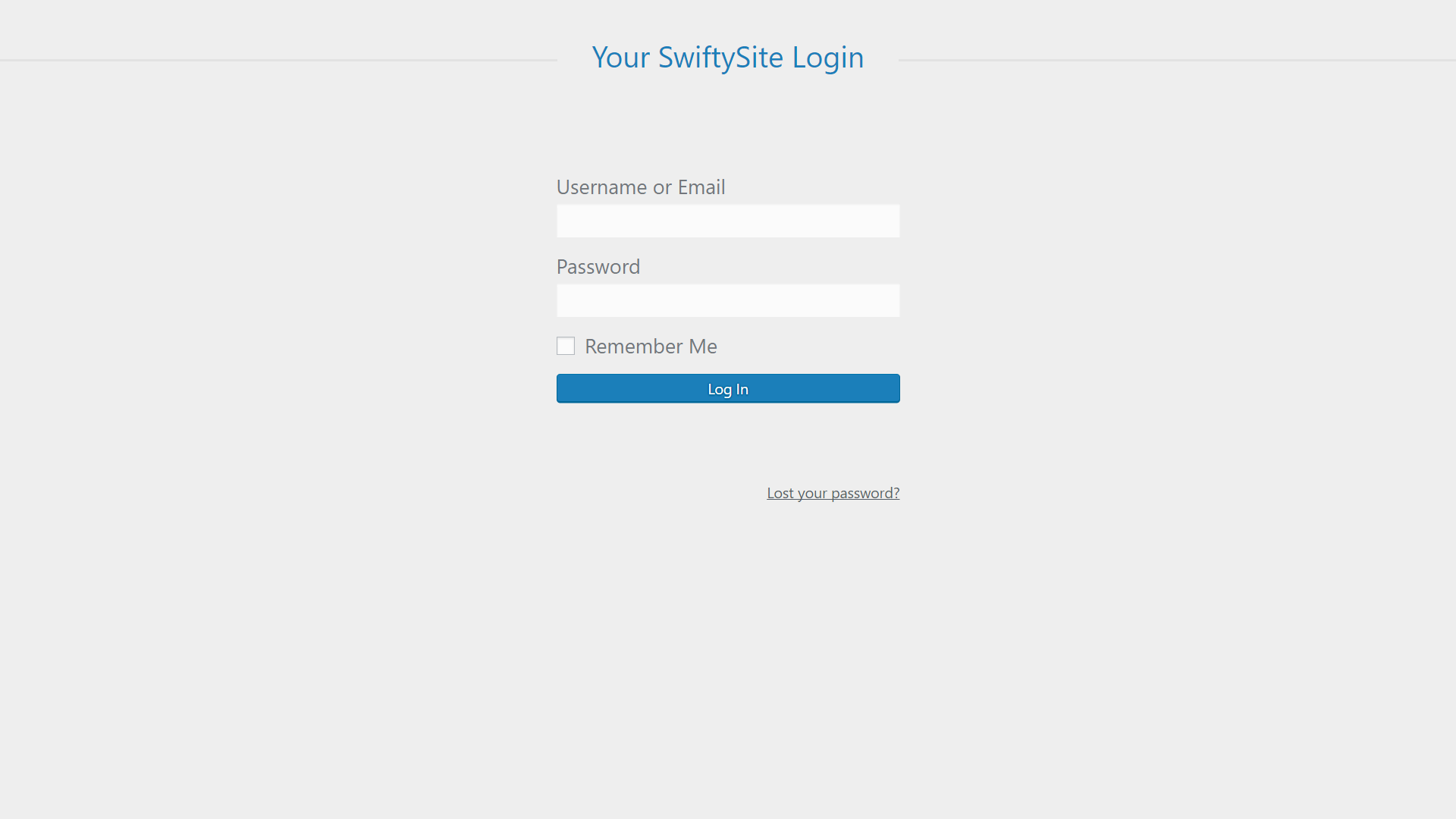 The login-screen for Swifty is located at /login (not /wp-admin) and does not go to the WP-admin but straight to the Swifty user interface. This way end users don't have to go through WP-admin to go into their website.