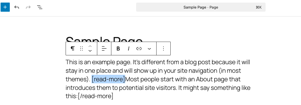 Demonstrates how to wrap the content you want to hide with the shortcode: