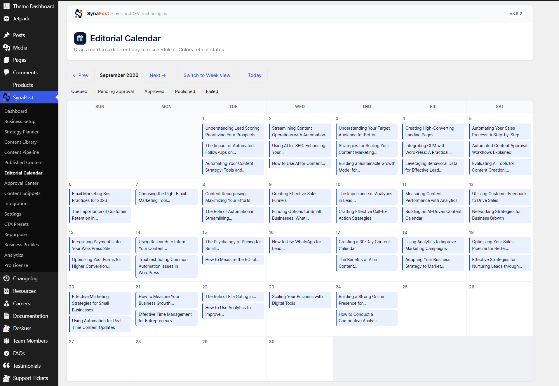 AI Strategy Planner - generate a full content plan from your business profile.