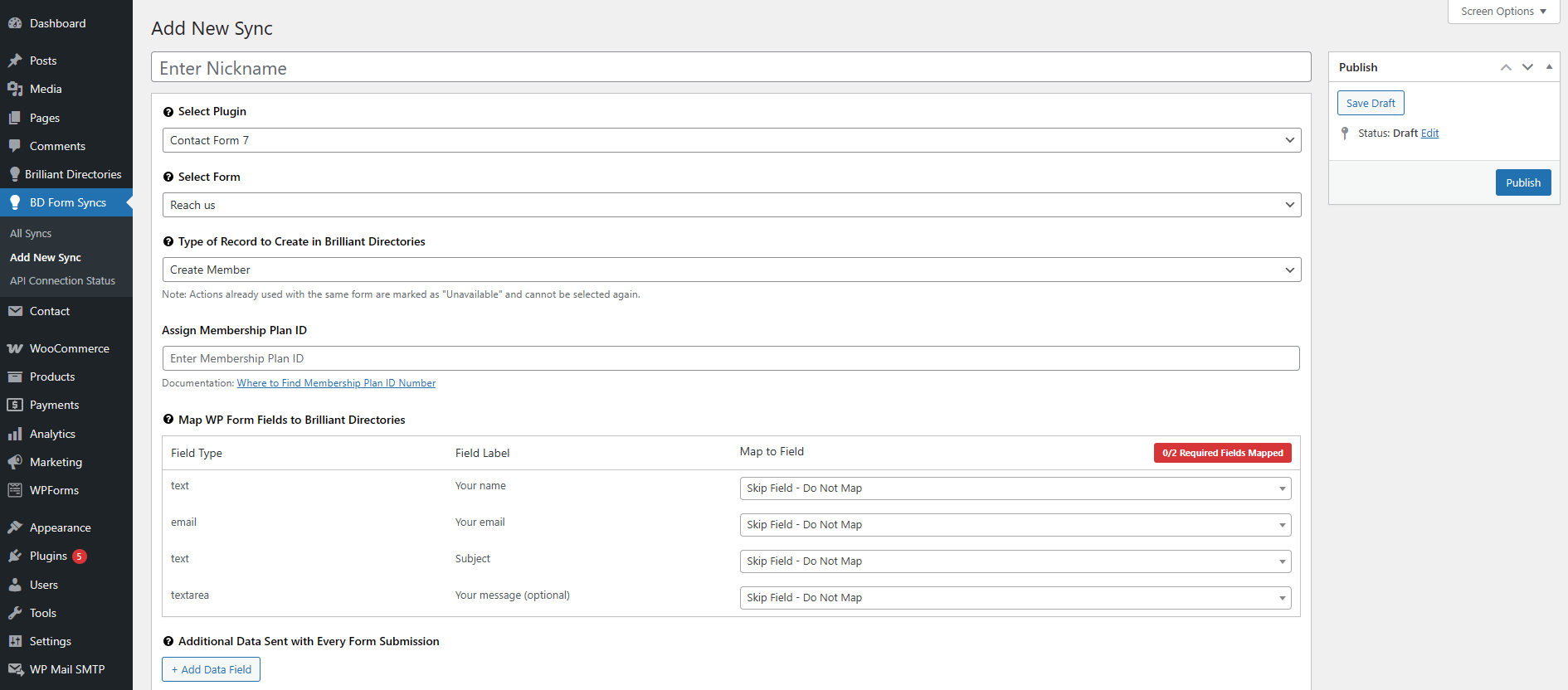 Screenshot of the Add New Sync.