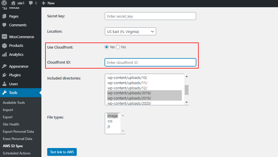 If you want to use CloudFront service, just select "yes" for "Use Cloudfront" option and enter your CloudFront ID in the appropriate field.