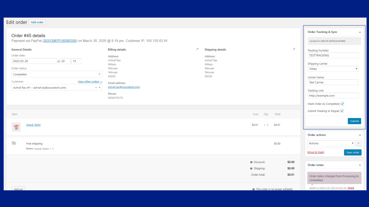 Synctrackinginfo's embedded view.