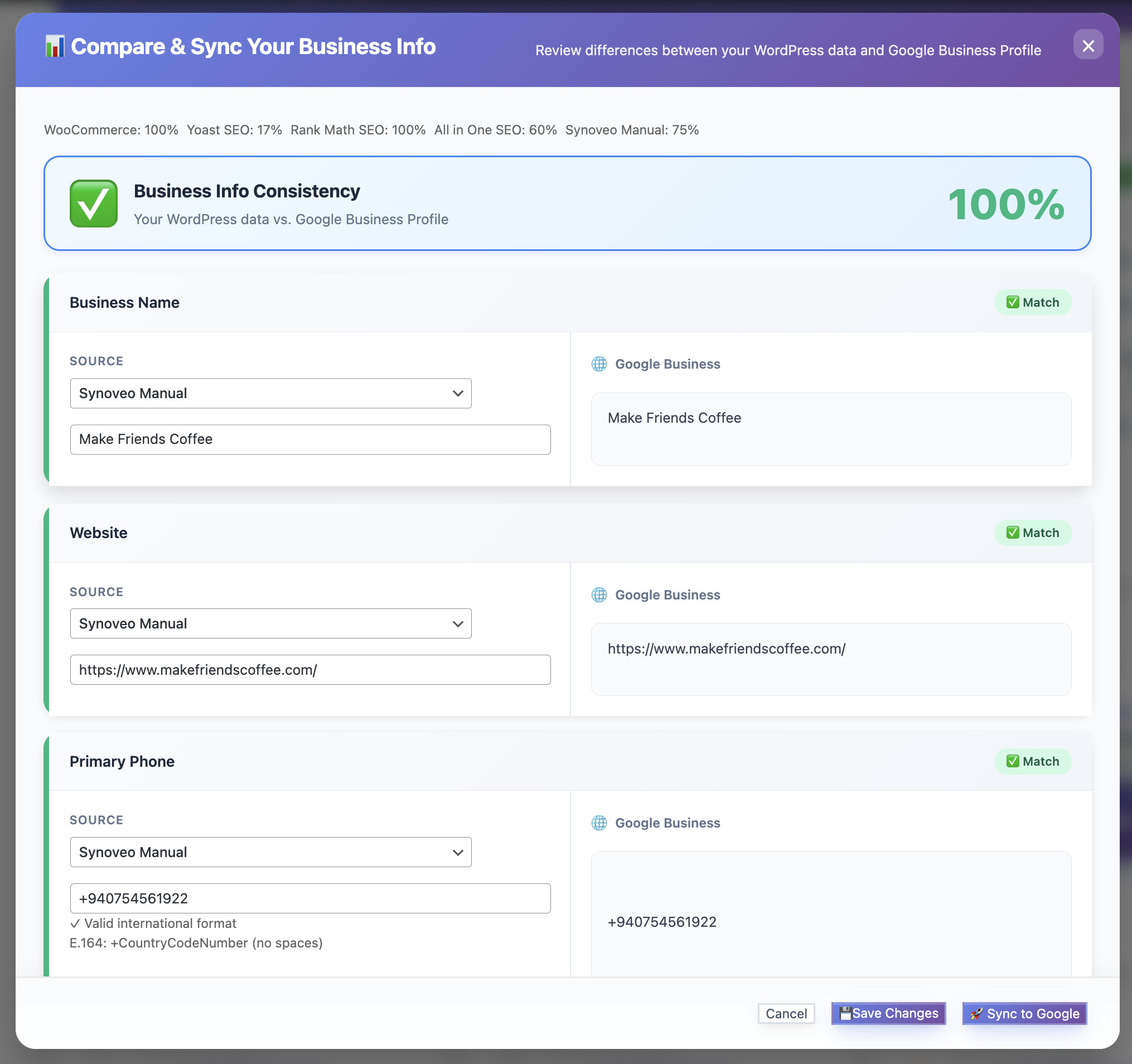 Real-time sync status with quota tracking