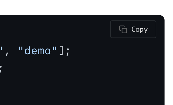 Copy‑to‑clipboard button appearing on hover.