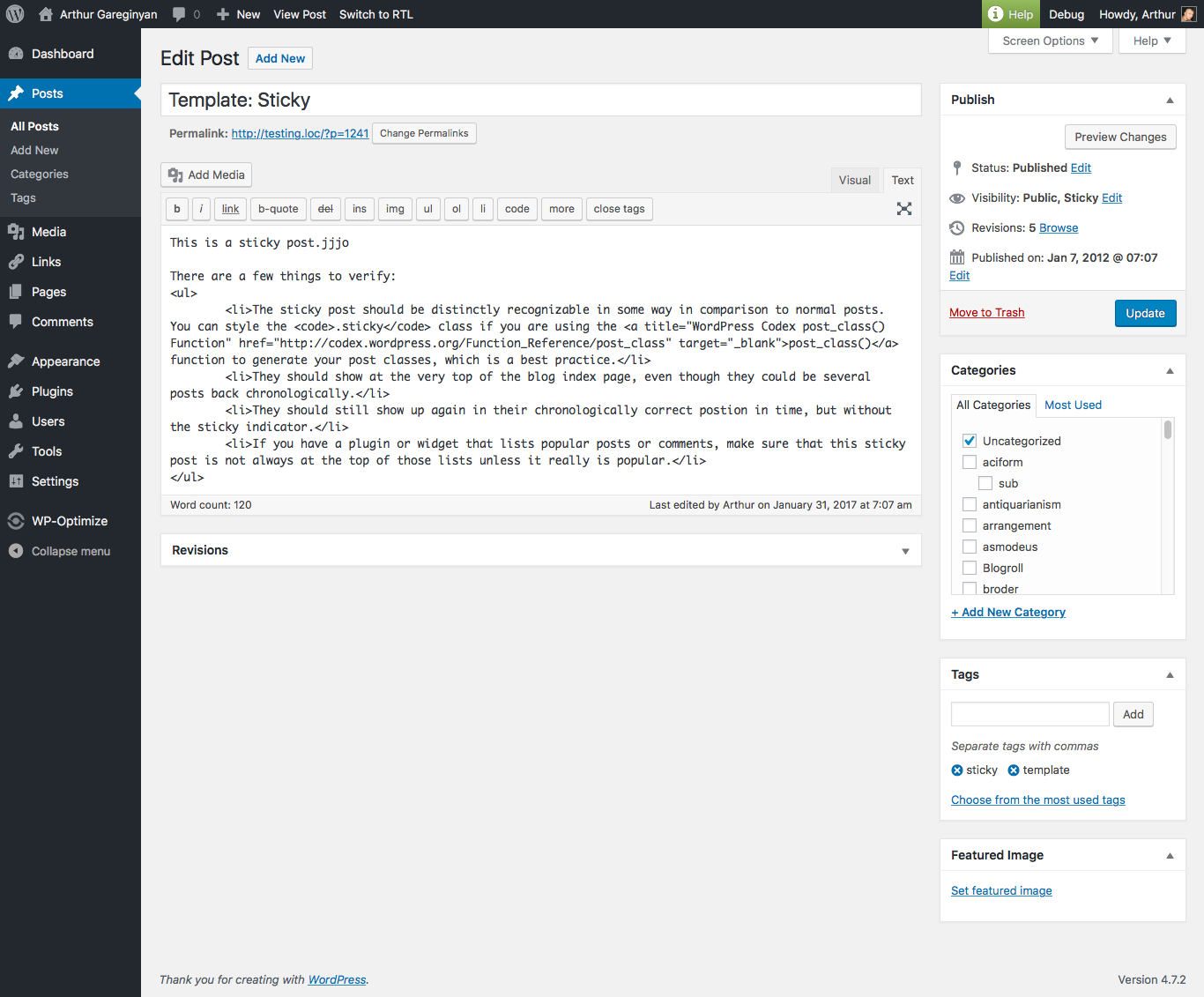 Default WordPress Post\Page HTML Editor.